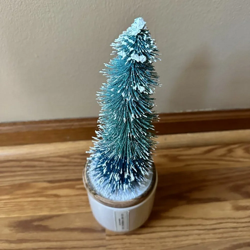 Anthropologie Frosted Bottle Brush Tree Candle